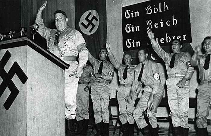 Leavitt in his role impersonating a Nazi officer, at Camp Ritchie.